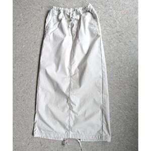 Helsa Khaki Beige Cotton Maxi Skirt 90s Minimalism Y2K Drawstring